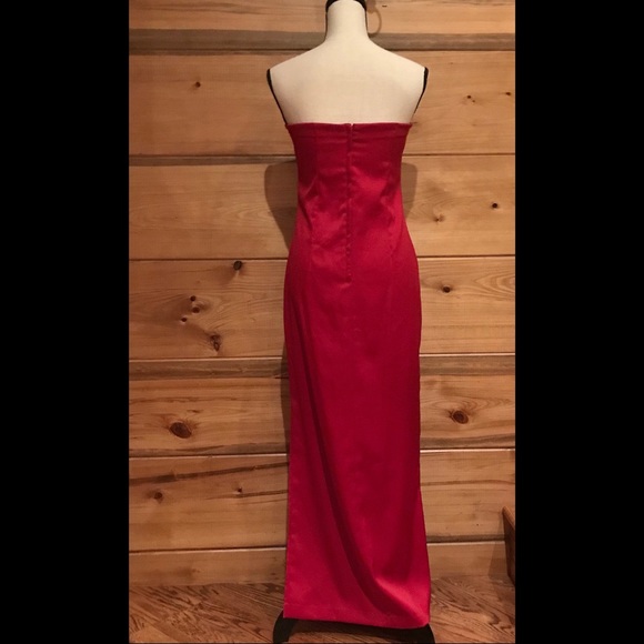 Strapless Red Dress with Slit on Side - Picture 3 of 5